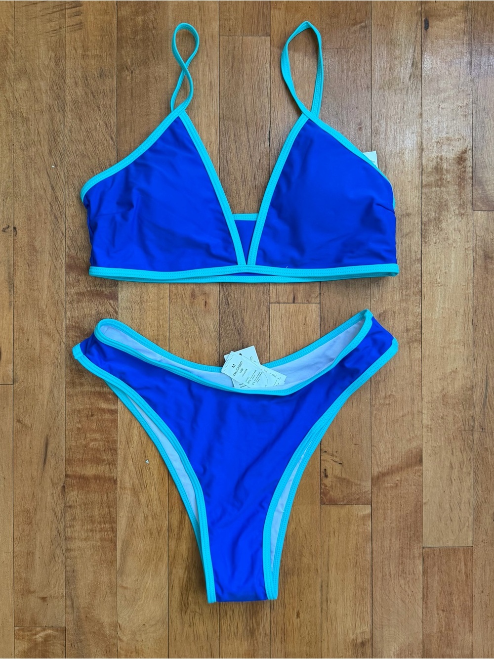 NWT Cupshe Royal Blue Bikini with Aqua Trim